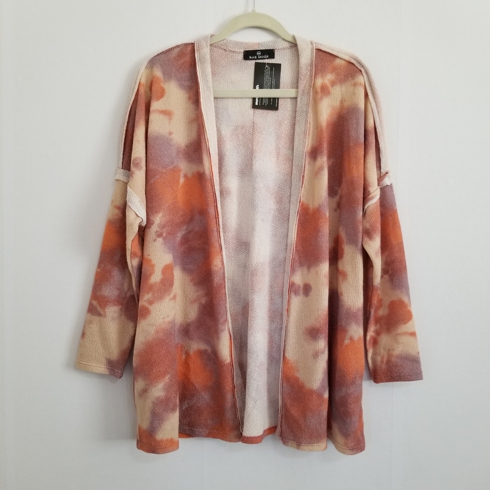 Maeve Tie-Dye Open Cardigan - Rust/Pink